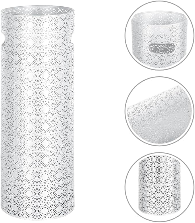 Concepts 21 inch Heavy Duty Metal Umbrella Stand - Durable Storage Holder for Umbrellas - Indoor and Outdoor Use - Stylish and Modern Organizer for Entryways. (White Lace)