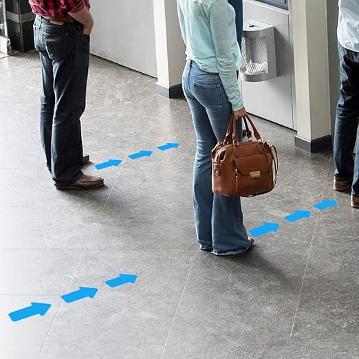 Arrow Floor Marking Sticker Sign - 200 PCS Blue Decal Tape 3"6"