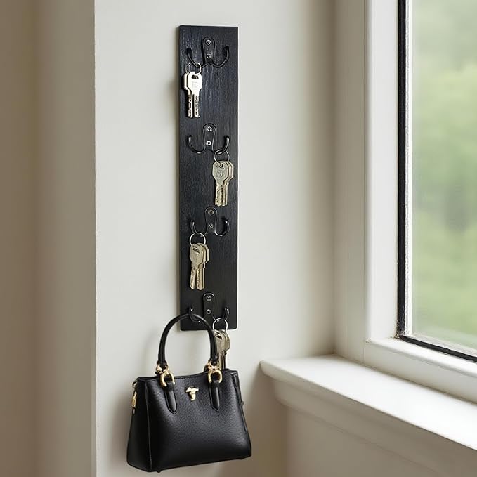 Vertical Key Holder Wall Mount - Stylish Home Decor for Entryway, Space-Saving Hook Rack & Organizer for Keys, Wallets, and More - Ideal for Small Spaces & Versatile Storage Solutions