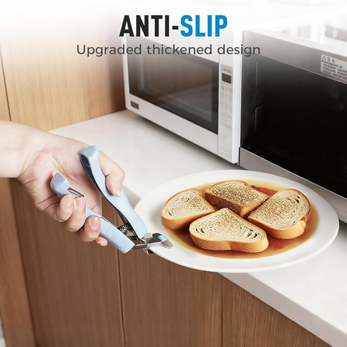 3 Pcs Hot Plate Grippers, 2026 Upgraded Multi Purpose Hot Plate Gripper, Anti-Scald Bowl Dish Grippers for Kitchen (Blue)