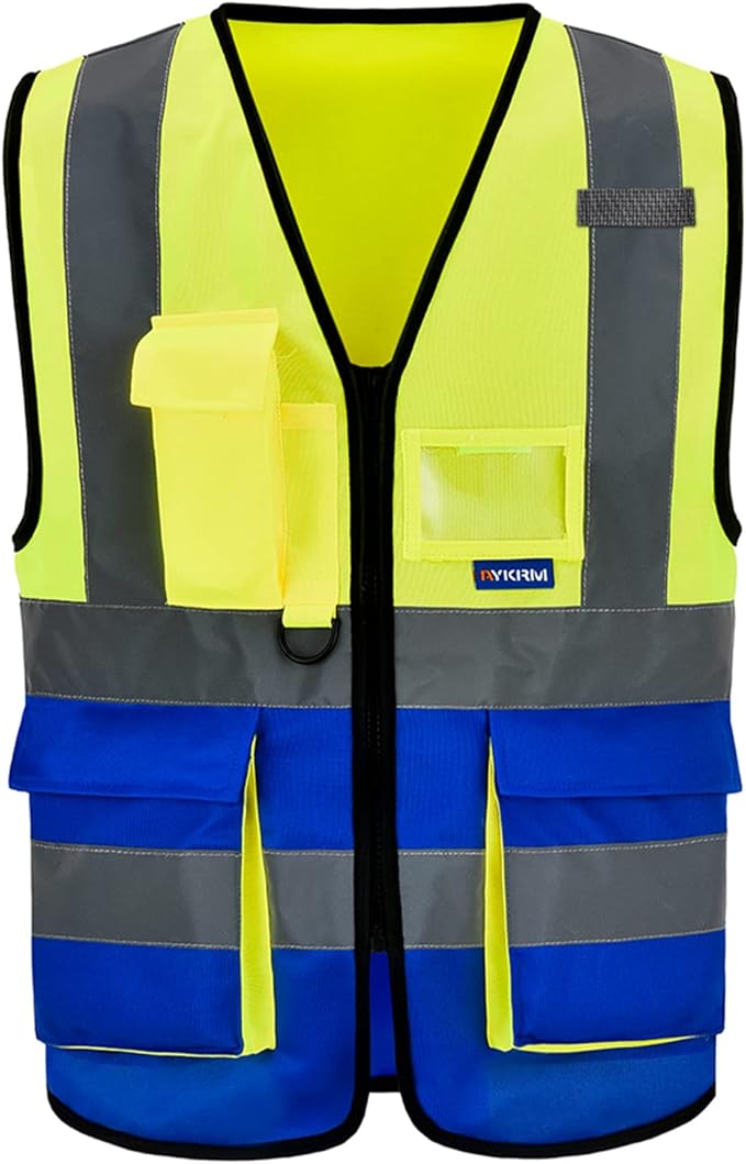 A-SAFETY yellow blue construction vest