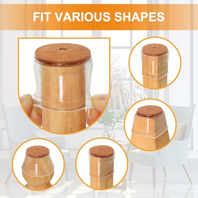 32 Pcs VIUME Chair Leg Floor Protectors for Hardwood Floors Silicone Covers to Protect Wood Tile Floors Scratches Felt Pads Furniture Leg Caps Reduce Noise (Fit:1.3"-2")