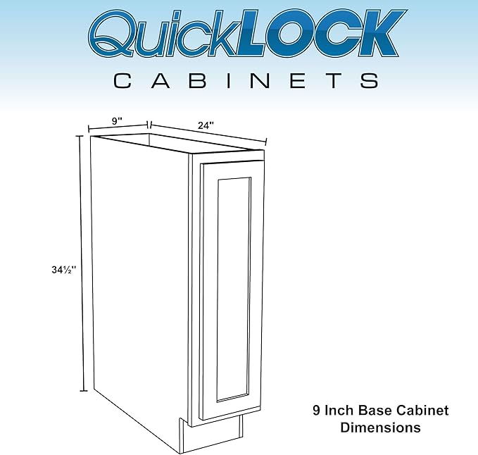 Quicklock RTA (Ready-to-Assemble) | Base Kitchen Cabinets - Shaker Style | Made in America (Raw Maple, 9" Wx34.5 Hx24 D Base)