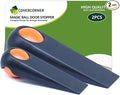 Door Stoppers for Bottom of Door, Rubber Door Stopper Wedges, Door Holders for All Types of Surfaces, 2 Pack Magic Ball Door Stops, Combo Pack, Black and Orange