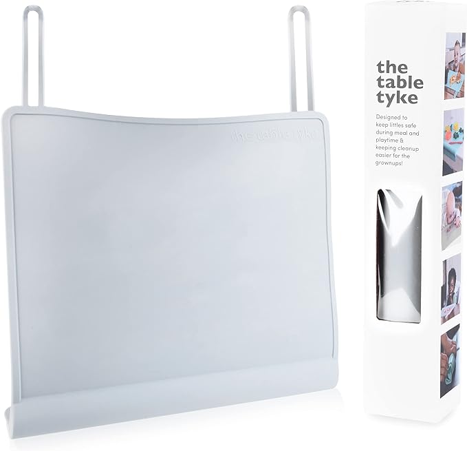 The Table Tyke Table Tyke Placemat XL Silicone Baby Placemat with Teething Edge Bumper - Waterproof Toddler Table Mat for Eating, BPA Free, Dishwasher Safe (Grey)