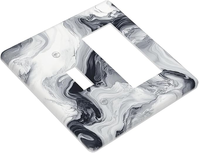 Abstract Marble Ink Texture Grey Marble Print Outlet Covers 1 Toggle 1 Rocker Combination Decorative Wall Plate Electrical Switch Plates Light Switch Cover Plate for Bathroom Kitchen Decor