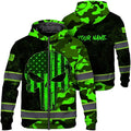 Maddly Hi Vis Reflective Zip Up Hoodie, High Visibility Safety Jacket with Skull Design for runner, worker, trucker, cyclist