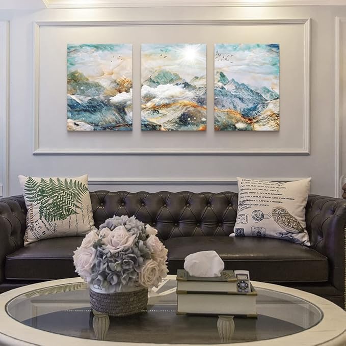 DZRWUBHS Abstract Wall Art For Living Room Bedroom Wall Decor Abstract Mountain Landscape Painting Canvas Art Prints Room Decor Pictures Artwork Office Wall Decorations Farmhouse Home Decor 3 Piece