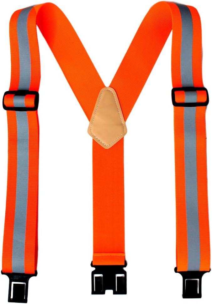 MELOTOUGH Suspenders with Non-Metal End Clip Reflective Safety Belt Clip