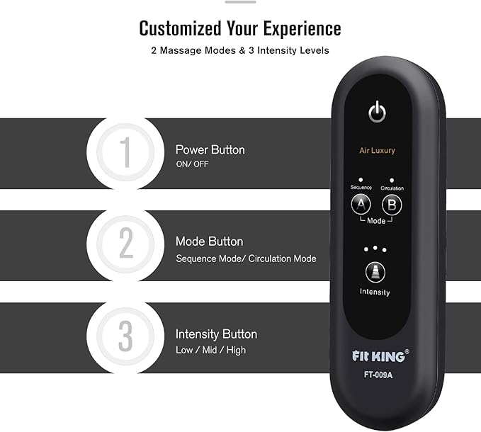 FIT KING Leg Massager for Circulation and Pain Relief, Air Compression Leg and Foot Massager to Relieve Pain Swelling Edema with 2 Size Extensions- Great Gift for Wife Mom and Friend