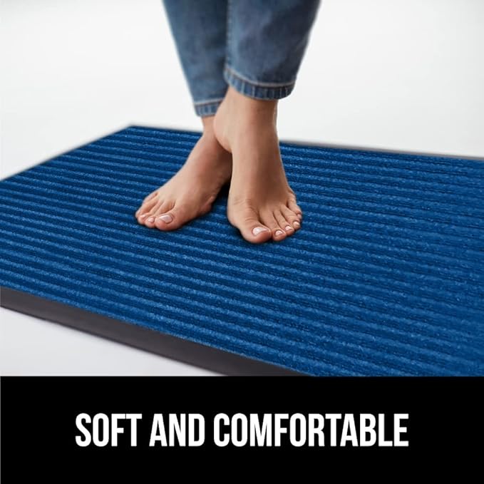 GORILLA GRIP Waterproof Traffic Guard Door Mat, 59x24, Heavy Duty Entryway Mats, Strong Rubber Back Commercial Utility Rugs for Office Hallway, Garage Floor and Home, Low Profile Carpet Runner, Blue