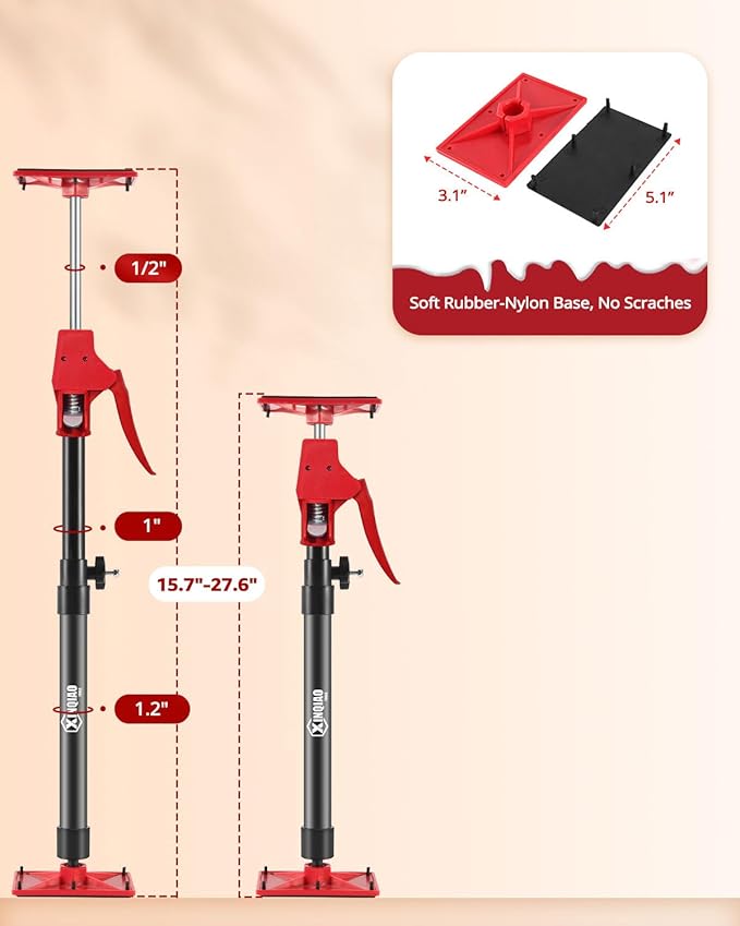 XINQIAO Cabinet Jacks for Installing Cabinets, Light Duty Third Hand Tools Adjustable Support Pole from 15.7 in to 27.6 in, 1 PC