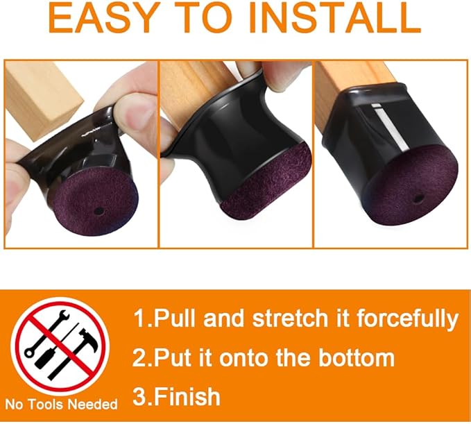 24 Pcs Chair Leg Floor Protectors for Hardwood Floors Silicone Covers to Protect Wood Tile Floors Scratches Felt Pads Furniture Leg Caps No Noise (Fit:0.5"-0.89")