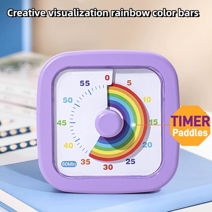 Kids Visual Timer Cute Rainbow - 60 Minute Countdown Timer Time Management for Kids and Adults, Timer for Cooking Classroom Meeting (Blue)