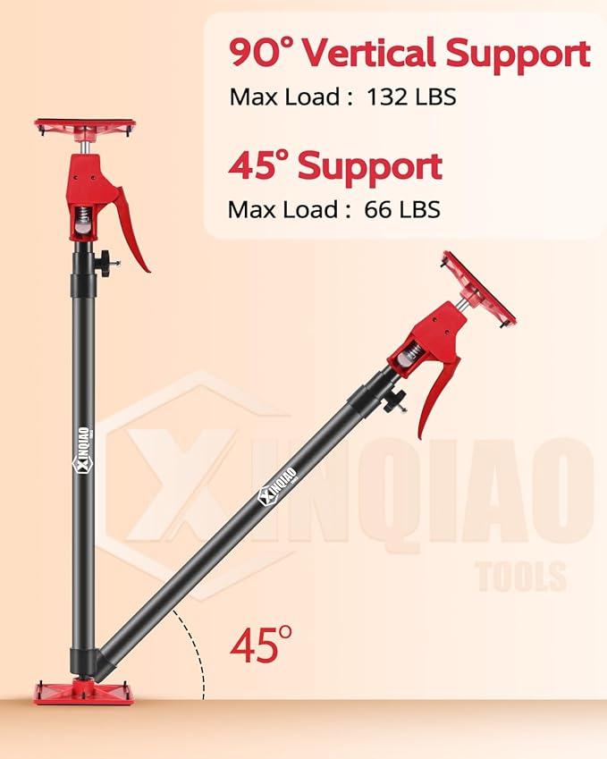 XINQIAO Cabinet Jacks for Installing Cabinets, Light Duty Third Hand Tools Adjustable Support Pole from 45 in to 113.6 in, 2 PCS