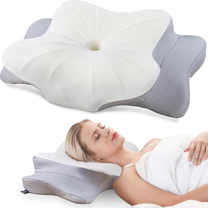 DONAMA Cervical Pillow for Neck and Shoulder,Contour Memory Foam Pillow,Ergonomic Neck Support Pillow for Side Back Stomach Sleepers with Pillowcase-King Size