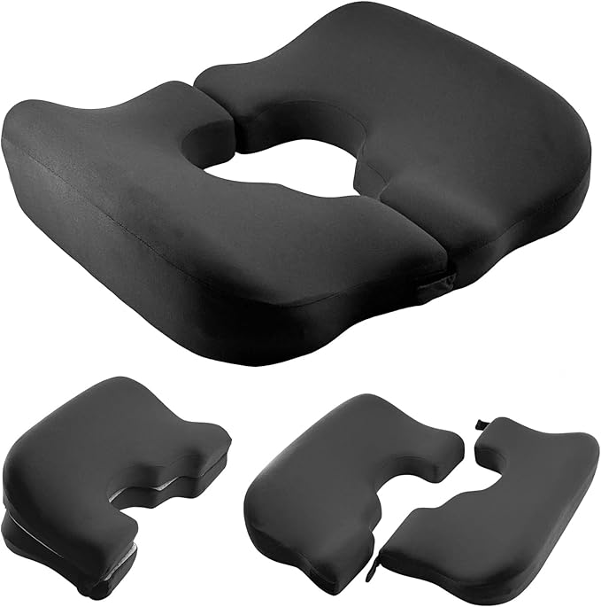 4.5" Donut Pillow for Tailbone Pain, 100% Memory Foam Bedsore Pressure Relief Pillow, Thick Anti Bedsore Cushion - T Shaped Opening Tailbone Pillow - Dark Grey