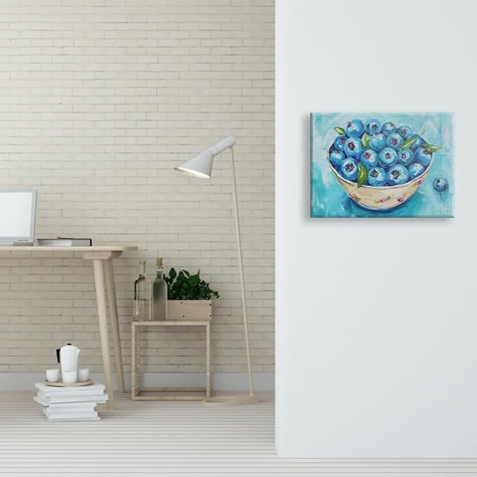 Elivita Fresh Blueberry Design 3 Horizontal Canvas Art Print Home Decor Pictures Poster for Bedroom Living Room Bathroom Office With Framed