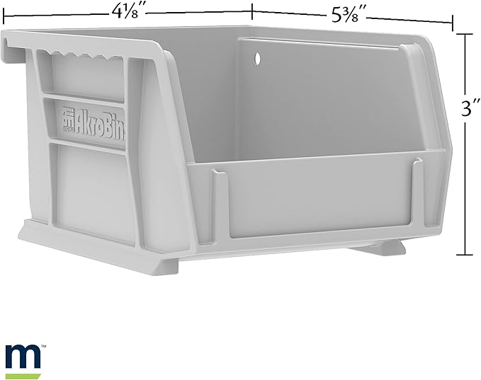 Akro-Mils 30210 AkroBins Plastic Storage Bins, Space-Saving Stackable Bins for Garage, Pantry, Craft Organization, 5-Inch x 4-Inch x 3-Inch, Clear, 24-Pack