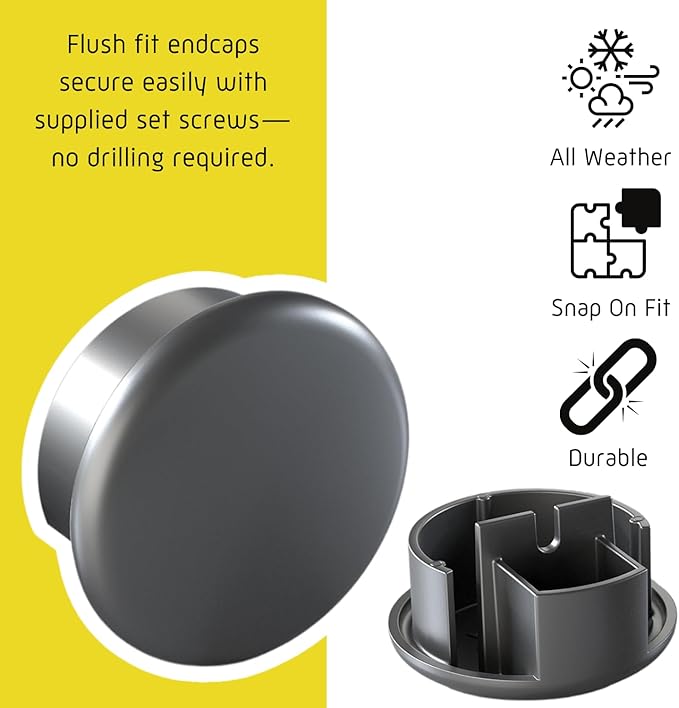 Promenaid 11ft Flush Handrail Kit - Champagne - Complete Indoor/Outdoor Handrail for Stairs - 1.6" Round Anodized Aluminum Railing with 4 Champagne Painted Pivoting Brackets & Flush Endcaps