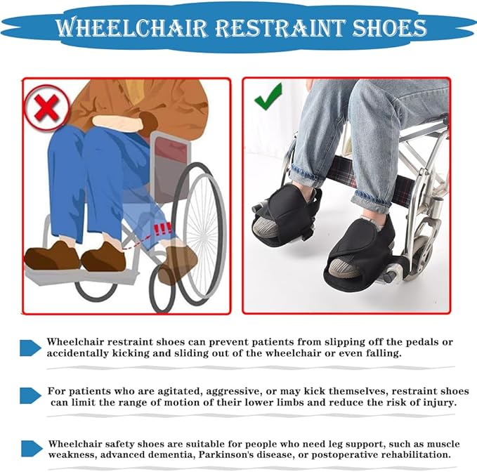 Wheelchair Restraint Shoes Prevent The Foot from Falling Off The Footrest Adjustable & Easy to Wear,Wheelchair Shoe Holder Straps for Disabled & Rehabilitation Patients