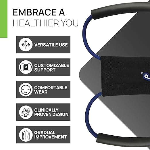 PRIMEKINETIX PostureMedic Dynamic Posture Corrector - Active Resistance Training System for Upper Back Strengthening & Shoulder Alignment - Stretches Chest, Strengthens Back - Doctor Recommended - Size XS (Light Blue)