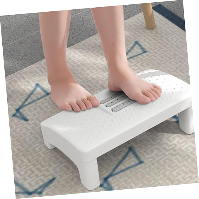 Household Footstool White with Massage Rollers Office Foot Rest Stool Ergonomic Foot Support Step for Improved Leg and Back Comfort