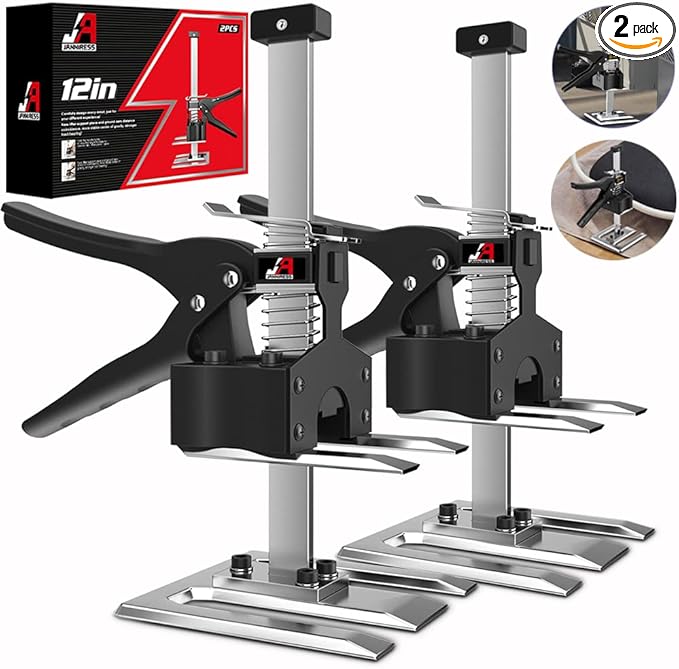 JANNIRESS Labor Saving Arm Jack Handle 2 Pack,12 in Construction,Multifunctional Furniture Jack for Installing Cabinets and Wall Tile Height Adjuster Handheld Lifter Tool, Load 440LBS