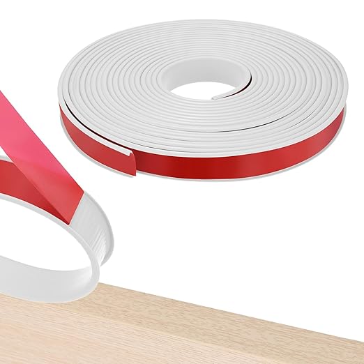 U-Shape Edge Banding, 0.98 Inch x 32.8 FT Self Adhesive Rubber Edge Trim Flexible TPE Corner Protector for Desk/Shelves/Furniture/Countertop/Table/Cabinet/Plywood [White]