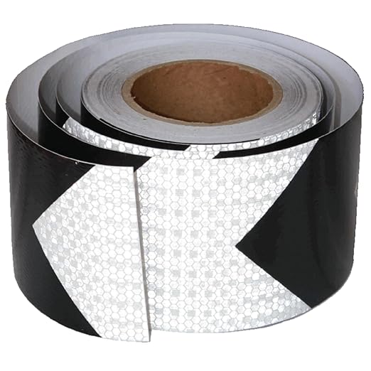 Black White Reflective Tape 4 inch X 66 feet, Outdoor Waterproof Hazard Conspicuity Warning Industrial Marking Tape