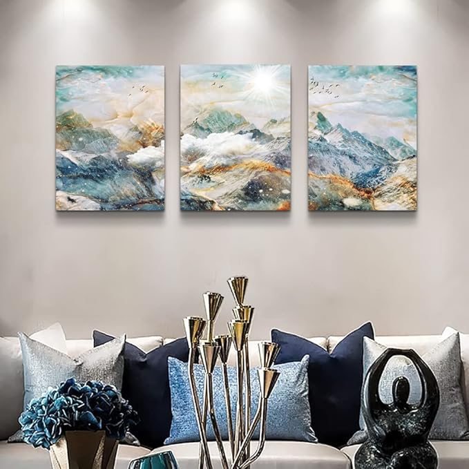 DZRWUBHS Abstract Wall Art For Living Room Bedroom Wall Decor Abstract Mountain Landscape Painting Canvas Art Prints Room Decor Pictures Artwork Office Wall Decorations Farmhouse Home Decor 3 Piece