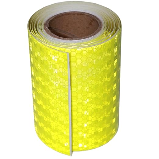 Industrial Reflective Tape Fluorescent Yellow 4 inch for Cars, Outdoor Waterproof Hazard Conspicuity Warning Marking Tape (10 feet)