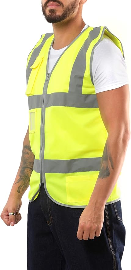 Kolossus Safety Vest For Men - High Visibility Reflective Vest - Chalecos Reflectantes de Seguridad - Yellow - Orange