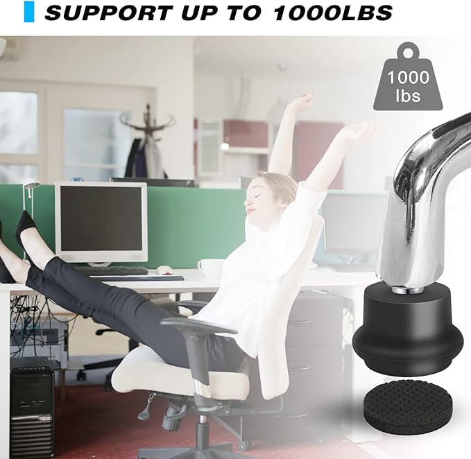 Bell Glides Replacement Office Chair or Stool Swivel Caster Wheels to Fixed Stationary Castors, Office Chair Wheels for Carpet - with Separate Self Adhesive Felt Pads/Chair Feet Wheel Stopper