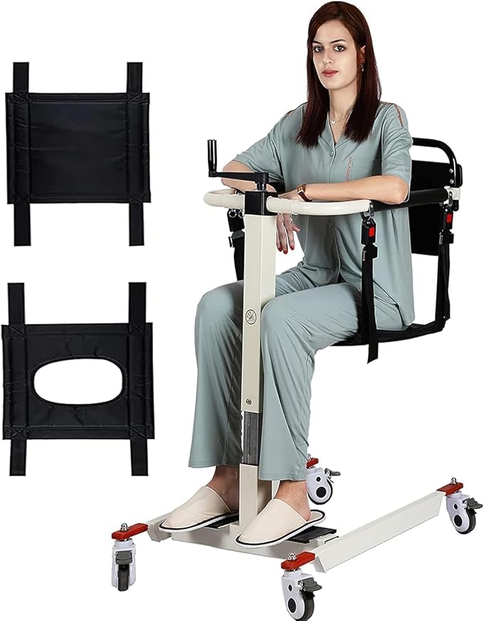 Patient Lift Transfer Chair, Patient Lift Wheelchair for Home, Wheelchair Lift for Home Portable Car Transfer Lift Chair for Disabled and Elderly Nursing, Height/Width Adjust (Upgraded Backrest)