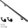 13 FT Modern Aluminum Handrail Set, handrails for Indoor Stairs,Deck,Slope, Wall Mounted Staircase handrails, Zink Alloy Brackets Included,Rust Free. (Matte Black, 13 FT)
