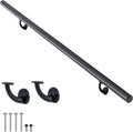 10 FT Modern Aluminum Handrail Set, handrails for Indoor Stairs,Deck,Slope, Wall Mounted Staircase handrails, Zink Alloy Brackets Included,Rust Free. (Matte Black, 10 FT)