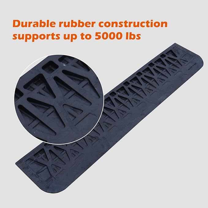 Rubber Wheelchair Threshold Ramp, 1"/1.5"/2"/2.5"/3"/3.5"/4" Rise Options, Wheelchair Ramp 7000Lbs Load Capacity, Non-Slip Textured Surface for Wheelchairs, Scooters (2.0" Rise)