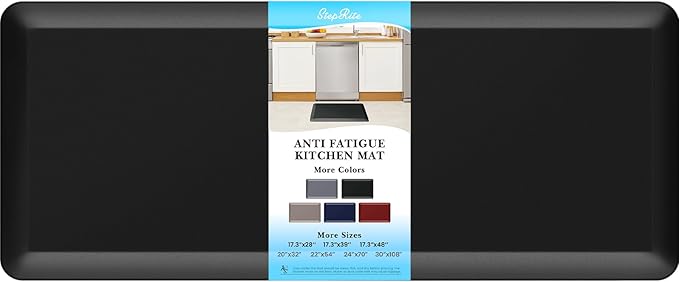 4/5 Inch Thick Kitchen Mats for Floor, StepRite Kitchen Rug for Standing Desk, Non-Slip, Thicker, Stain & Water Resistant, Comfort Anti Fatigue Floor Mat for Home, Kitchen, Office - Black,54 * 22''