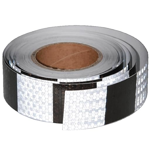 Black White Reflective Tape 2 inch X 66 feet, Outdoor Waterproof Hazard Conspicuity Warning Industrial Marking Tape