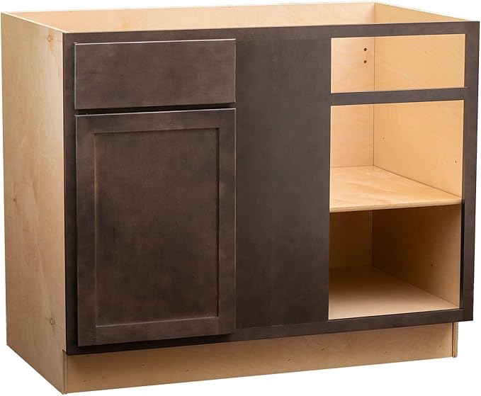 Quicklock RTA (Ready-to-Assemble) | Base Kitchen Cabinets - Shaker Style | Made in America (Espresso Stain, 42" Wx34.5 Hx24 D Blind Corner)