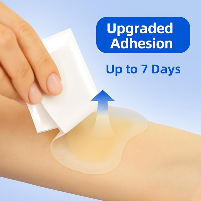 10 Count Hydrocolloid Bandages Ultra Thin 4"x4" - Hydrocolloid Gel Bandages Designed to Fit Joints, Wound Dressing for Abrasions, Blisters, Minor Exuding Wounds, Waterproof & Flexible