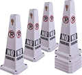 26.5" Caution Cones, 4-Sided Visible Safety Signs with Heavy Rubber Base, Warning for Slip & Fall Prevention, Indoor/Outdoor Use (8, No Parking-White, 26.5 inch)