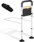 Bed Rails for Elderly Adults Safety, ASTM Safety Approved Adjustable Bed Assist Rail for Seniors, 400lb Weight Capacity, with LED Light & Storage Pocket & Fixing Strap,Fit King/Queen/Full/Twin Bed