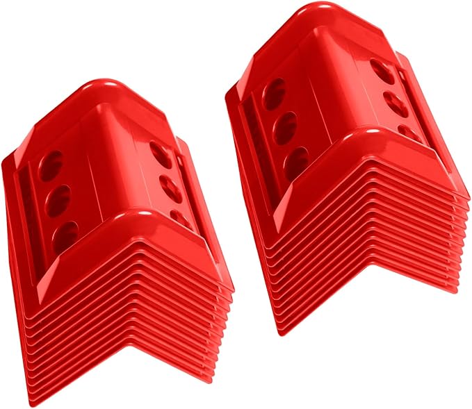24 Pack 4" Flatbed Edge Protectors with Carrying Case, 4" Winch Ratchet Straps Plastic Corner Protectors for Flatbed Cargo Load (Red)