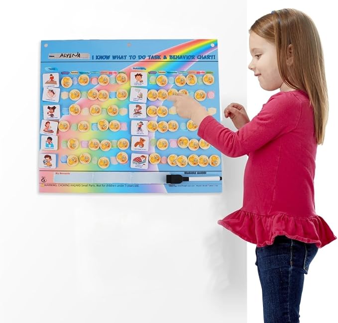 Thought-Spot Behavior Reward Chart for Kids | Chore & Behavior Chart with 41 Task Pieces, 32 Behavior Pieces & 80 Reward Pieces | Motivational Tool for Responsibility, Good Habits & Toddler Routine