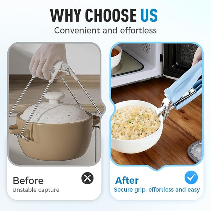 3 Pcs Hot Plate Grippers, 2026 Upgraded Multi Purpose Hot Plate Gripper, Anti-Scald Bowl Dish Grippers for Kitchen (Blue)