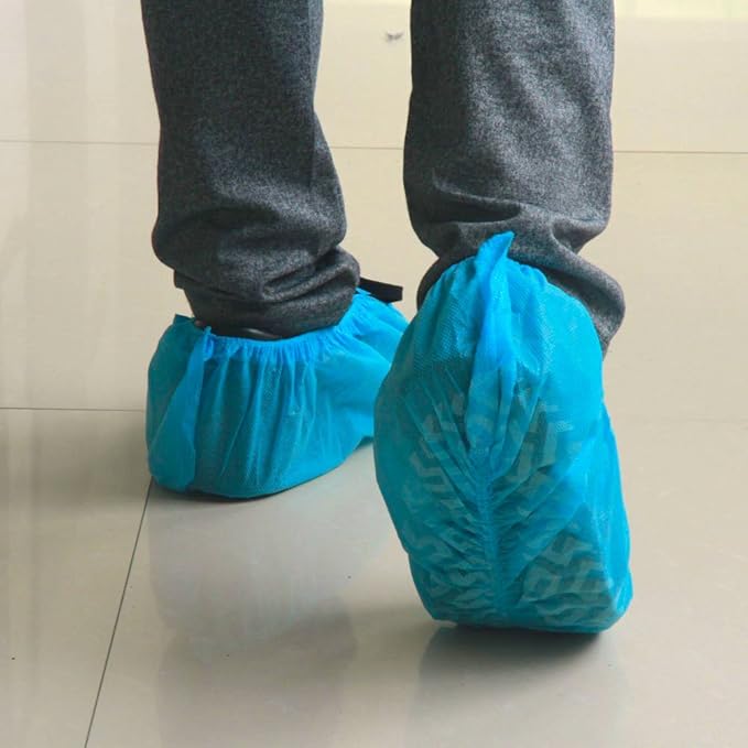 X-Large Premium 500 Pack(250Pairs) Disposable Boot & Shoe Covers - Durable, Water Resistant, non-slip, non-toxic, Recyclable, blue, stretchable fits US Men Size 11 and UP