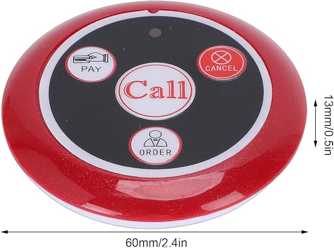 Wireless Caregiver Pager Call for Patient Nurse Alert System for Elderly Monitoring 328ft Water Proof Call Bell for Home 1 Receiver Wrist Pager 20 Desk Call Bells (Red)