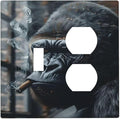 Funny Animal Smoking Black Orangutan Wallplates 1 Toggle 1 Duplex Switch Plate Electrical GFCI Faceplate Decorative Light Switch Covers for Farmhouse Home Office Decor